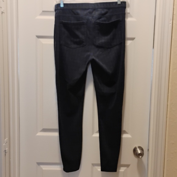 Spanx Black Blue Checkered Stretch Pull On Skinny Pants Jeggings Size XL - Picture 4 of 7